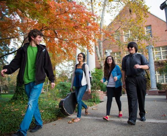 students walking on campus